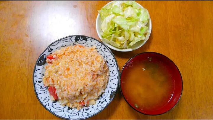 ８月３０日　ツナトマトリゾット　塩キャベツ　お味噌汁|いもこ。さん