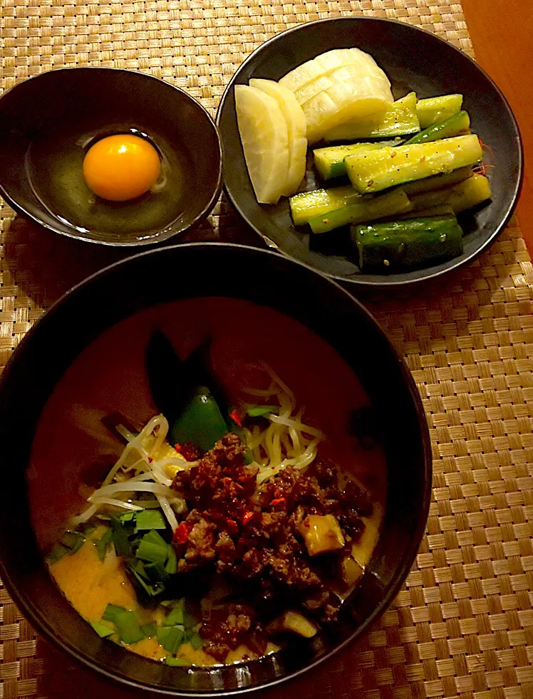 Today's Dinner🍴 豆乳担々麺･紫蘇大根のお漬物･ﾋﾟﾘ辛胡瓜･辛い時用卵|🌈Ami🍻さん