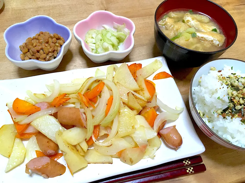 残り物野菜炒めご飯🍚|かおちゃんさん