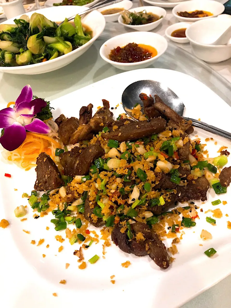 Stir fried duck with garlic @ Ah Yat Abalone Bangkok.|Zさん