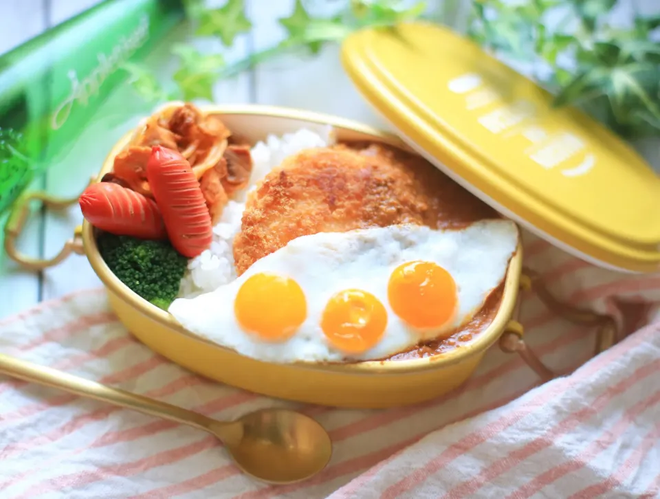 Snapdishの料理写真:手抜きの極み！キーマカレー弁当|ゆいか＊さくママさん