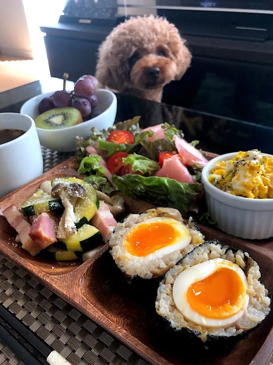 作り置きデリと味玉おにぎりプレート|ゆかりさん