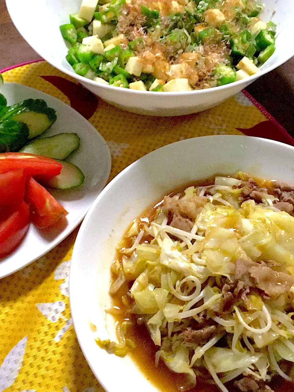 野菜炒め    長芋オクラ    サラダ🥗|掛谷節子さん