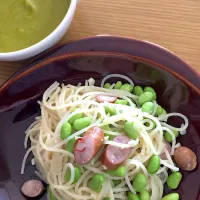 Snapdishの料理写真:枝豆ペペロンチーノ|okasiroさん