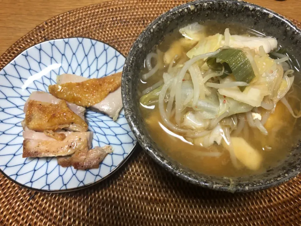 鯛とキムチのスープあともやしとチキン|miharuさん