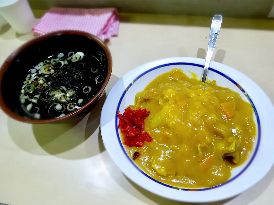 Snapdishの料理写真:新潟バスターミナルの超有名な ４５０円のカレー(中)と６０円のスープ|Takeshi  Nagakiさん