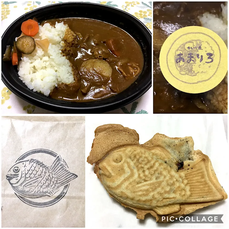 葵堂のたい焼き、葵堂内あまりろのカレーライス|こいちさん