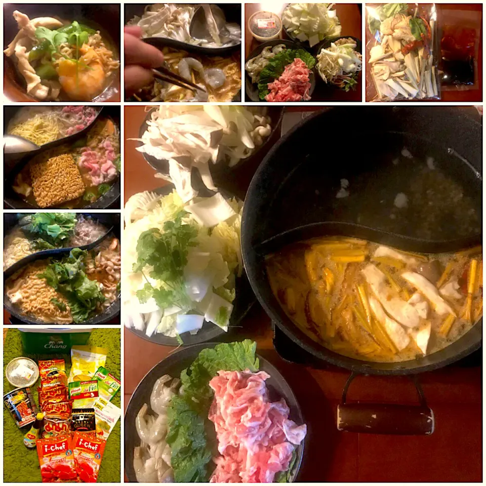 Snapdishの料理写真:Tom Yum Goong and shabu‐shabu pot♨2色鍋(ﾄﾑﾔﾑｸﾝ&和出汁醤油ﾍﾞｰｽ)|🌈Ami🍻さん