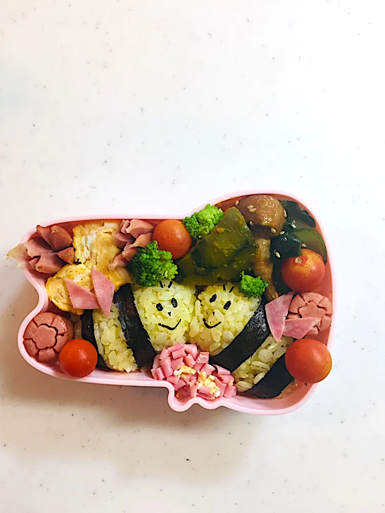 ザッキー☆さんの料理 キャラ弁☆ミツバチのおにぎり弁当（初級）|pimoriさん