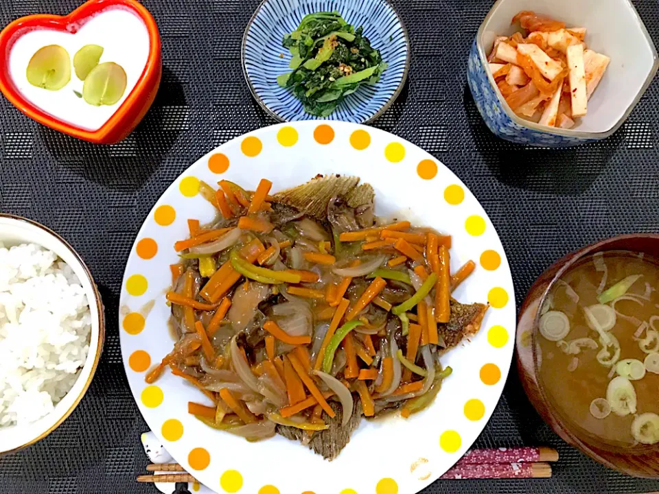 カレイの餡掛け定食|ゆうかさんさん