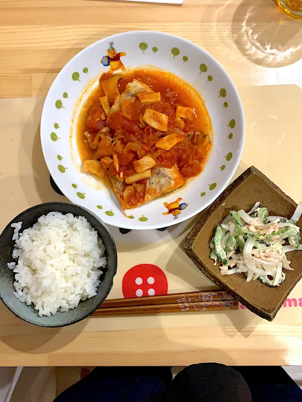 ・サバのトマト煮   ・ゴーヤとツナのサラダ|ぺろたんさん