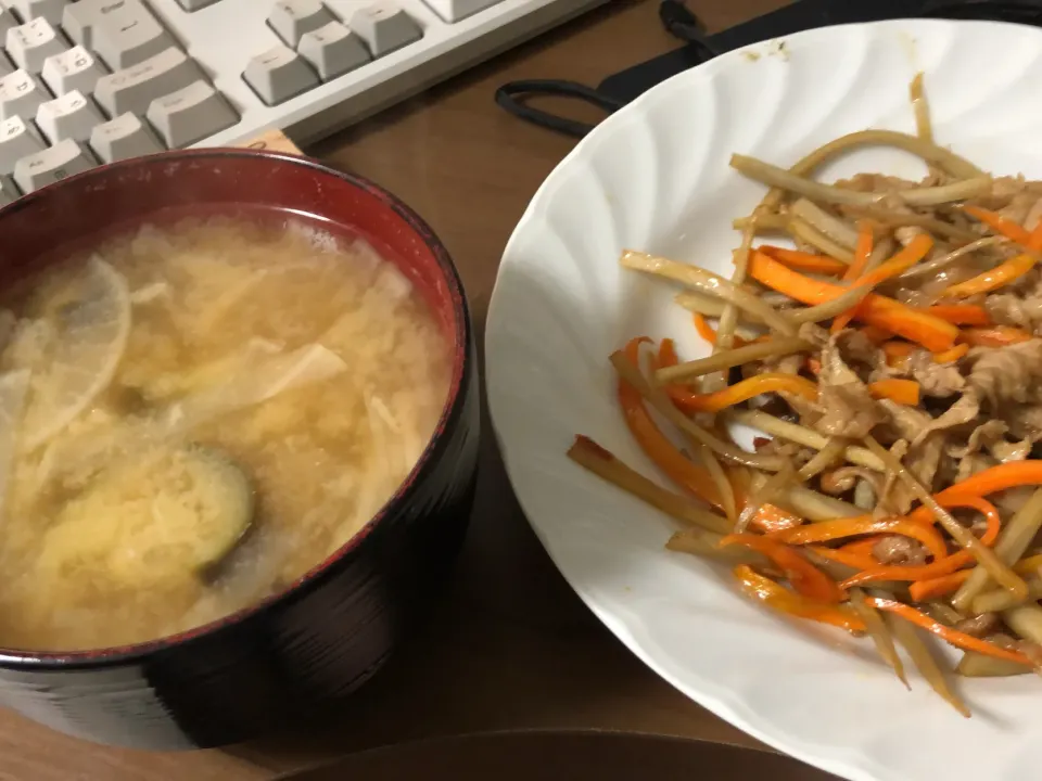 きんぴらごぼう・大根と茄子の味噌汁|a-parkさん