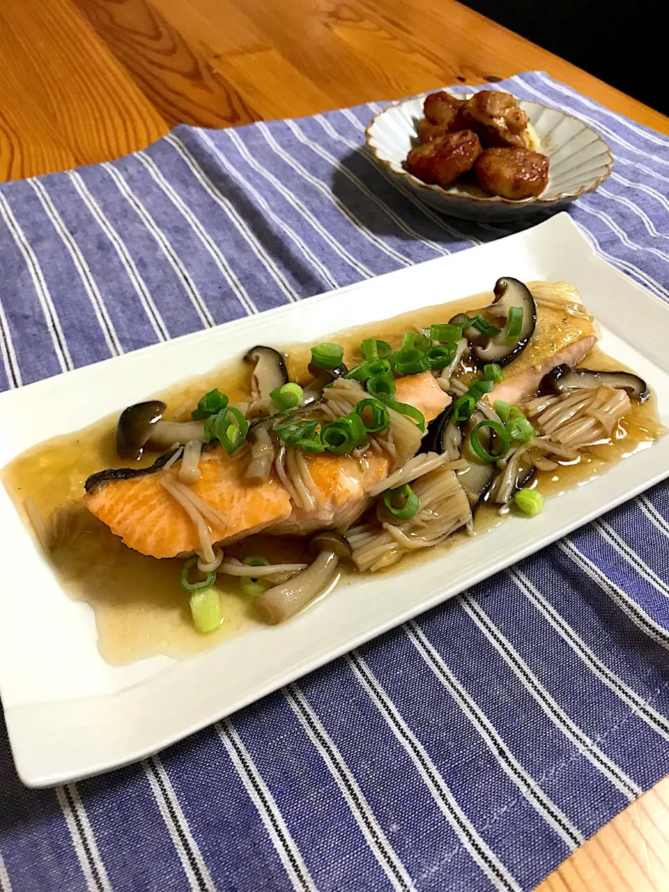 鮭のキノコあんかけ【sayaさんの料理 豆腐のきのこあんかけ】|sayaさん