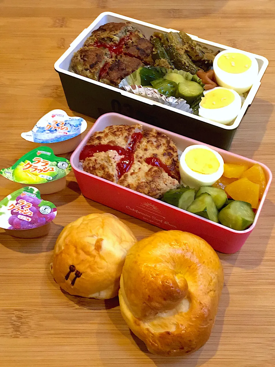 Snapdishの料理写真:9/20の息子くん&娘ちゃん弁当🍱車内用あさごぱん🥯|ままみさん