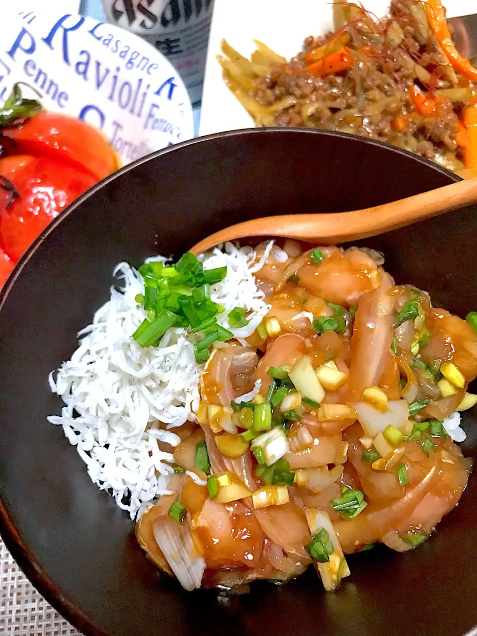 びんちょうまぐろとしらすの丼|シュトママさん