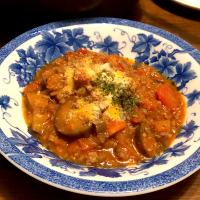 子供達のリクエストでナスとひき肉のトマト煮