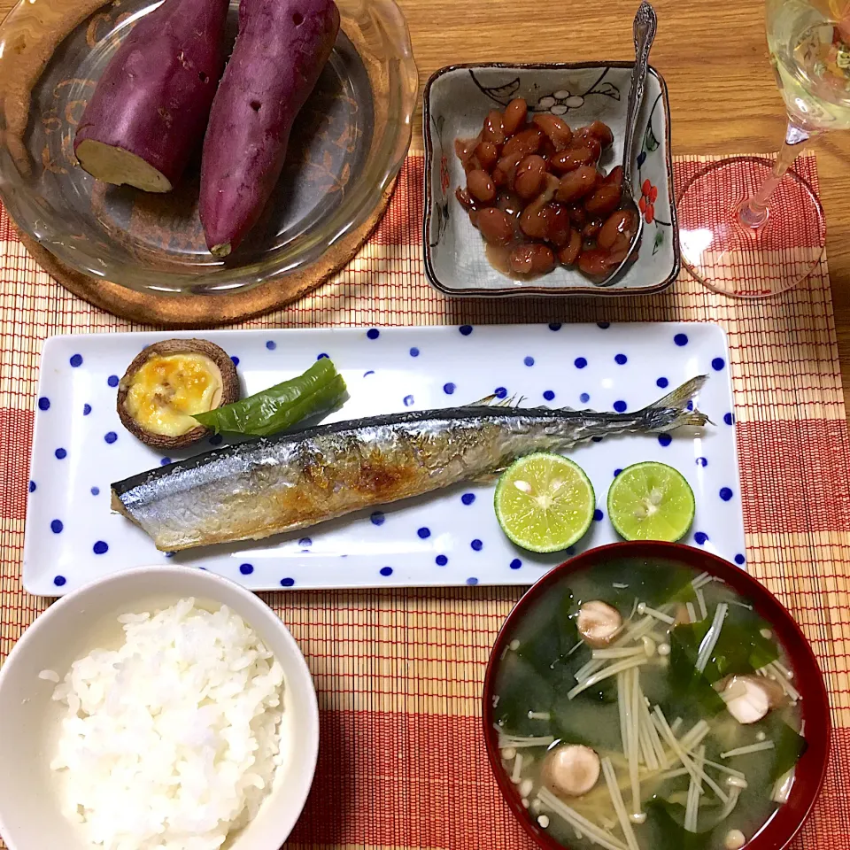 2019/09/23 さんまグリル、椎茸チーズ、鳴門金時焼き芋|kykyさん