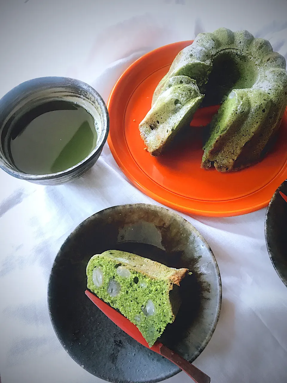 マダム とんちんの料理 ♪和テイスト 抹茶と甘納豆のほっこりケーキ🍵 #抹茶ケーキ|とんちんさん