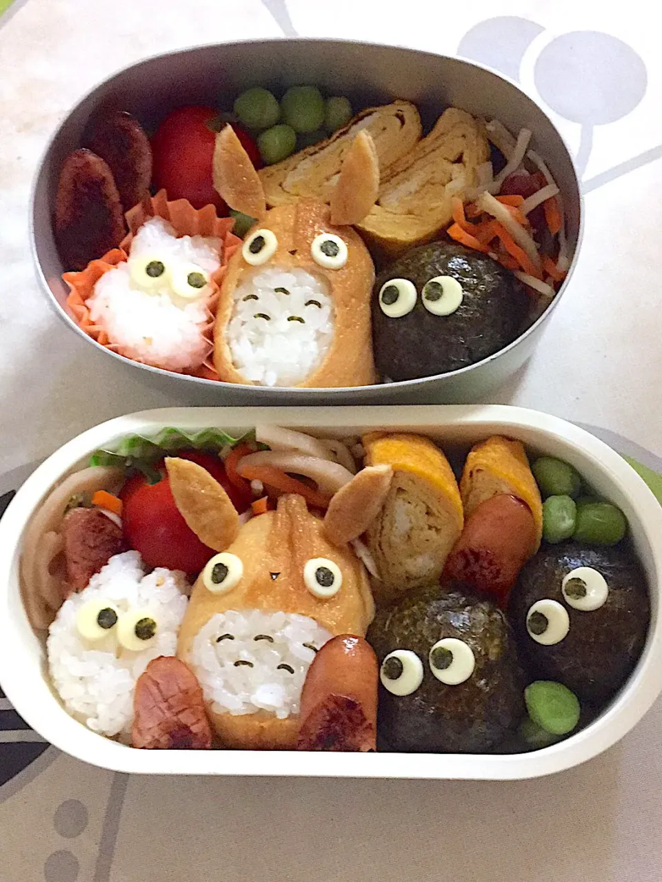 Snapdishの料理写真:20190924超久々キャラ弁。妹ちゃん遠足。トトロおいなり、ソーセージはつくしのつもり！|hanakoさん