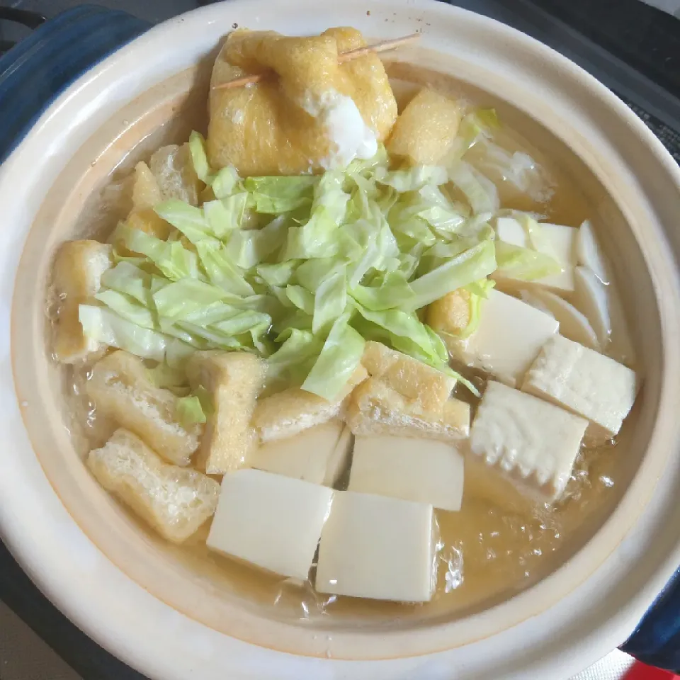 今夜もヘルシー鍋❤
大根キャベツ豆腐油揚げ😄|かおさん