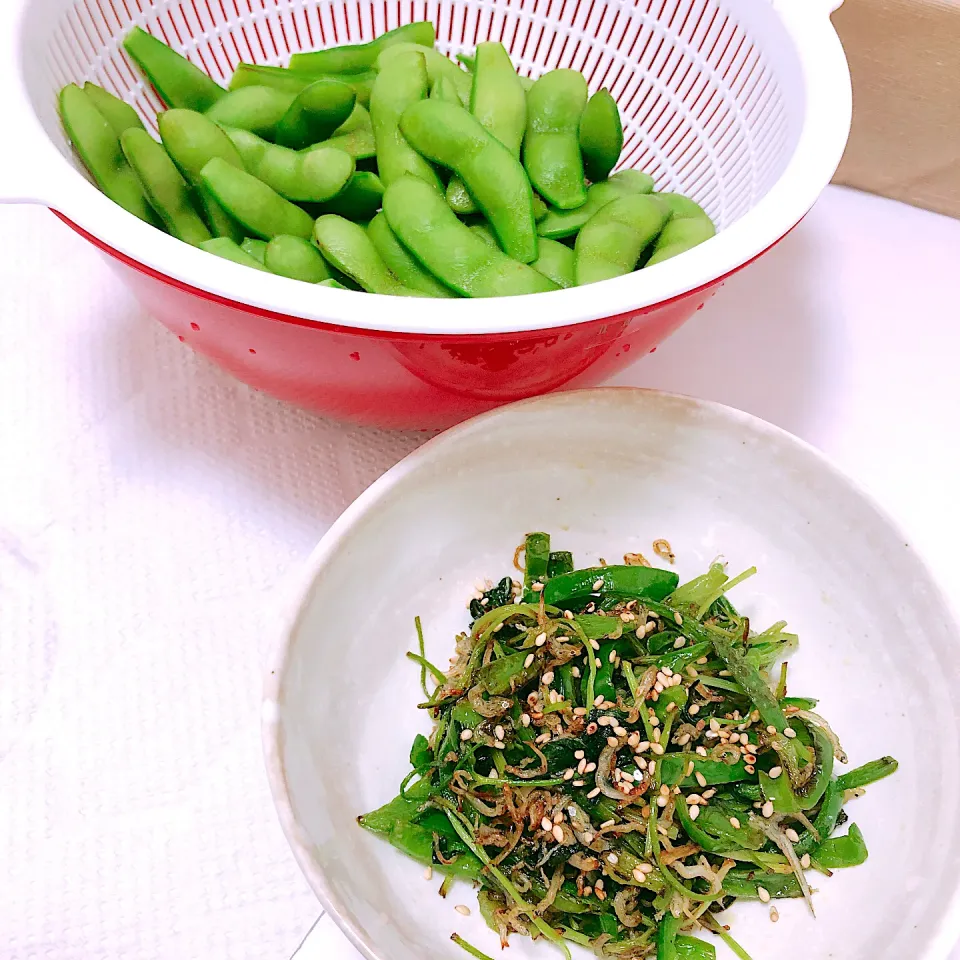 【みどりまつり】実家から送られた枝豆とピーマン|もやぴさん