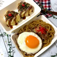 Snapdishの料理写真:焼きそば&お好みおにぎり弁当|サリーさん