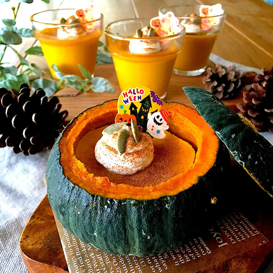 坊ちゃんかぼちゃの丸ごとプリンとおまけ🎃|みずほさん