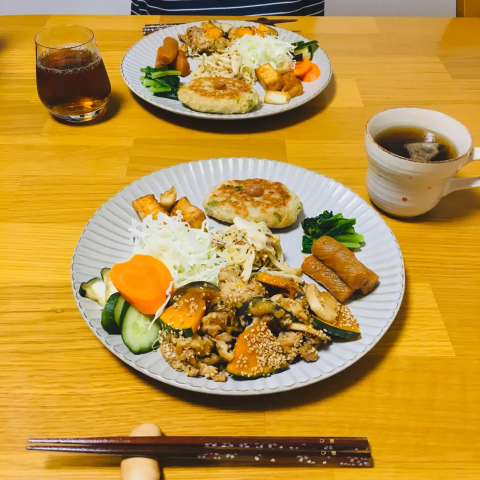 Snapdishの料理写真:豚肉とカボチャナスのスタミナ炒め|りりさん