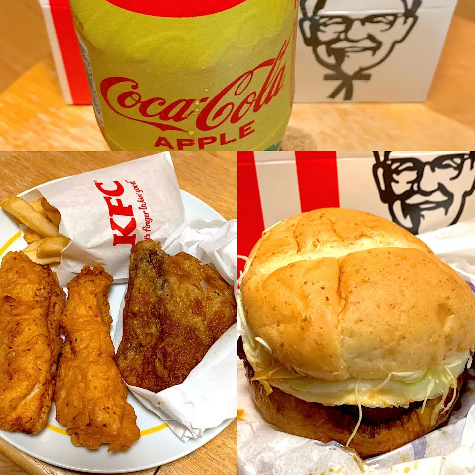 月見和風チキンカツサンド🍔   Ｓフライドポテト🍟   オリジナルチキン🍗   クリスピーx2   コカコーラ🍎|るみおんさん