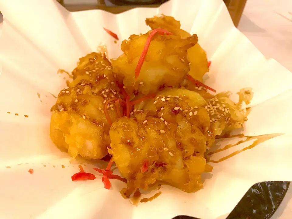 Deep fried prawns, pickled ginger|Sky Blueさん