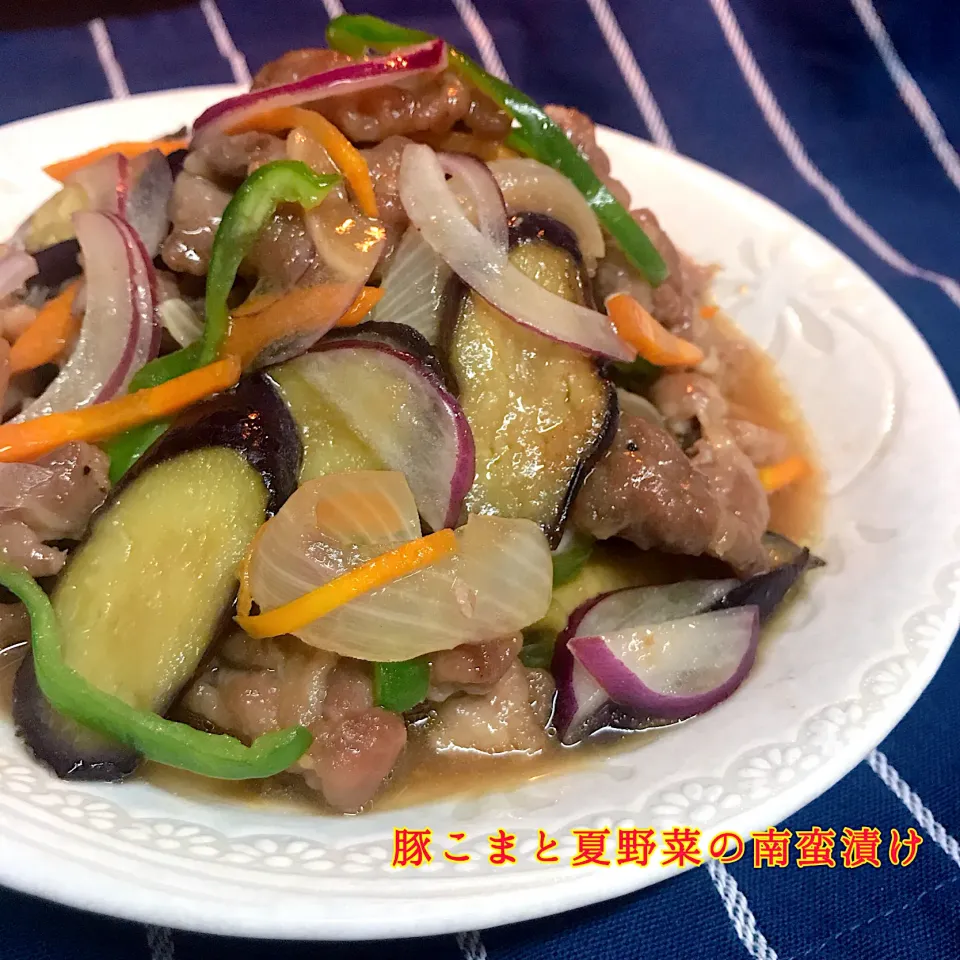 豚こまと夏野菜の南蛮漬け🍆✨|ばろんさん