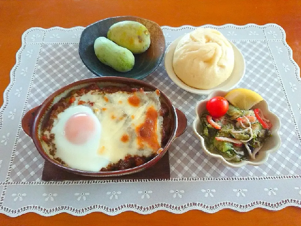 カレードリア  酢の物  肉汁豚まん  ポポー❕|chikakoさん