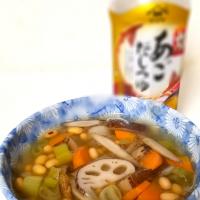 根菜ともち麦のだしスープ