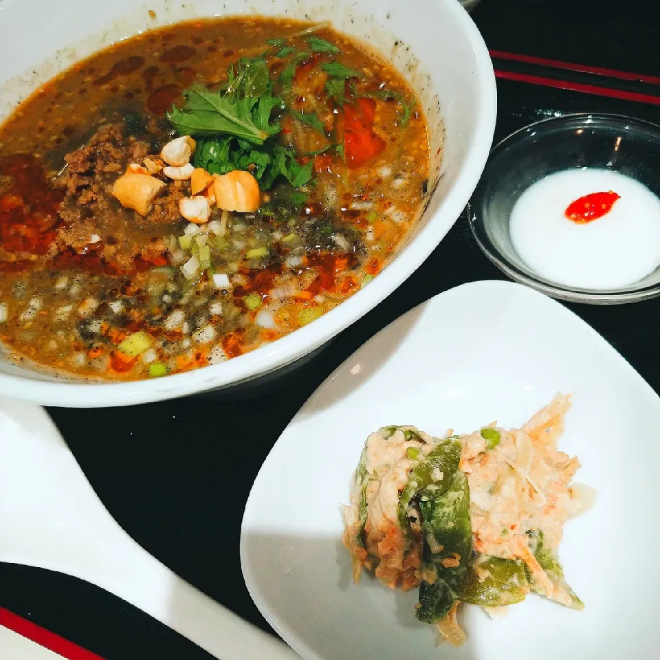 黒胡麻坦々麺 
里芋のサラダ
杏仁豆腐|ファンメイ🌺さん