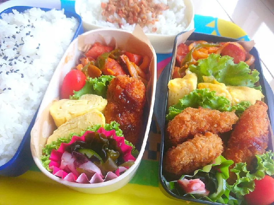 Snapdishの料理写真:娘と息子のお弁当🎵 2019.9.30|mayumiさん