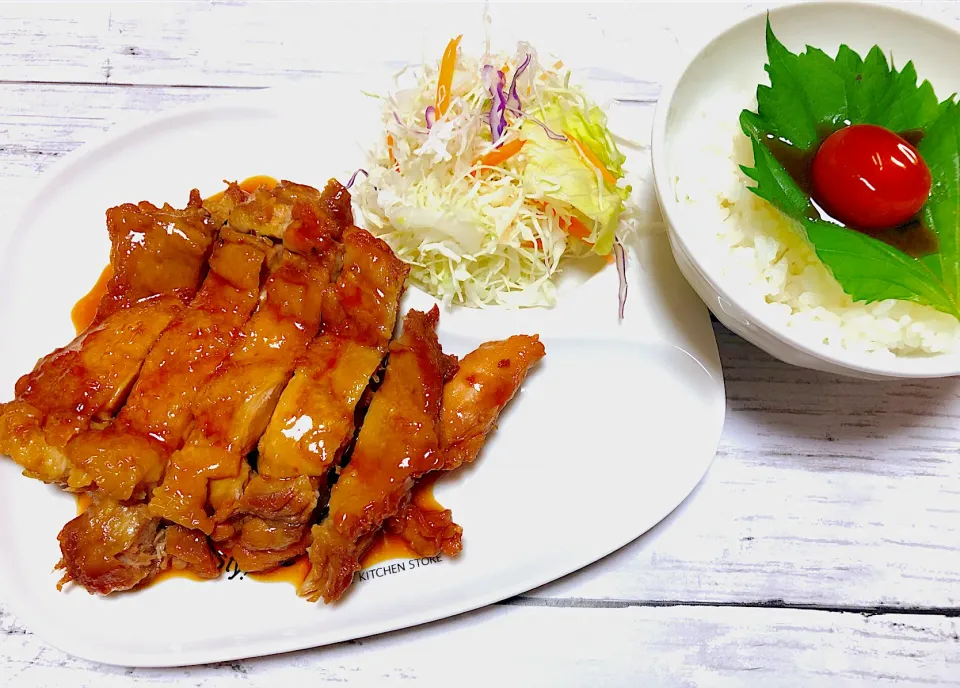 チキンの照り煮＆卵の黄身醤油漬けご飯|namiiin.727さん