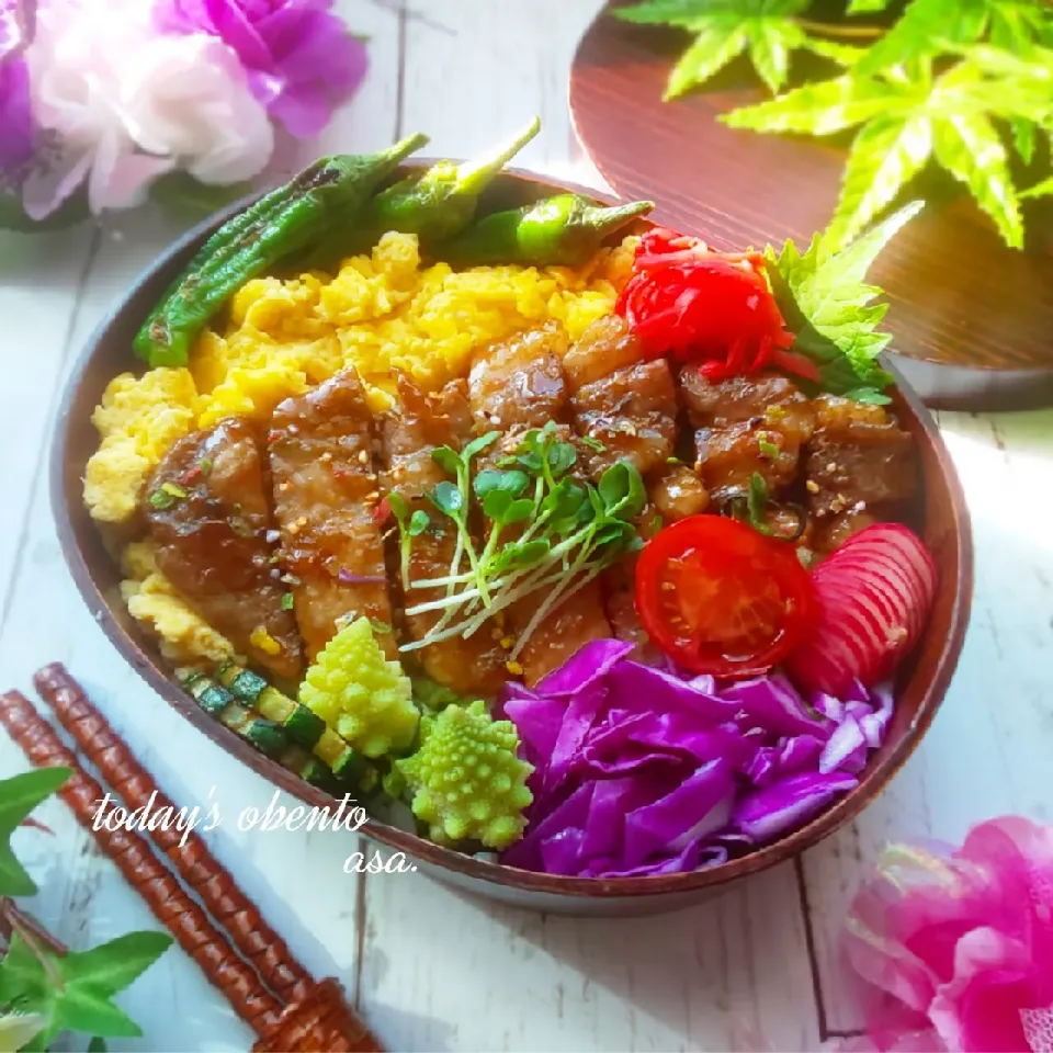 Snapdishの料理写真:彩り照り焼き弁当🍴|asamiさん