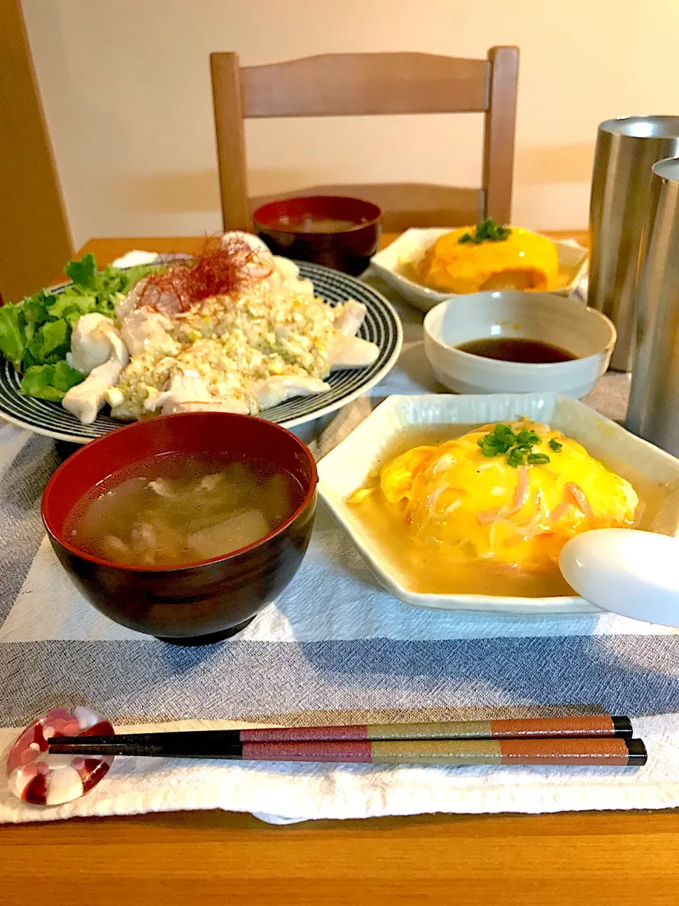 水晶鶏と塩ダレ天津飯|はるたそさん