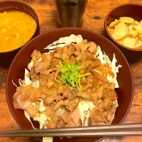 Snapdishの料理写真:豚の照りマヨ丼
とり味卵汁
ジャガイモの炒め物|ズボラさん