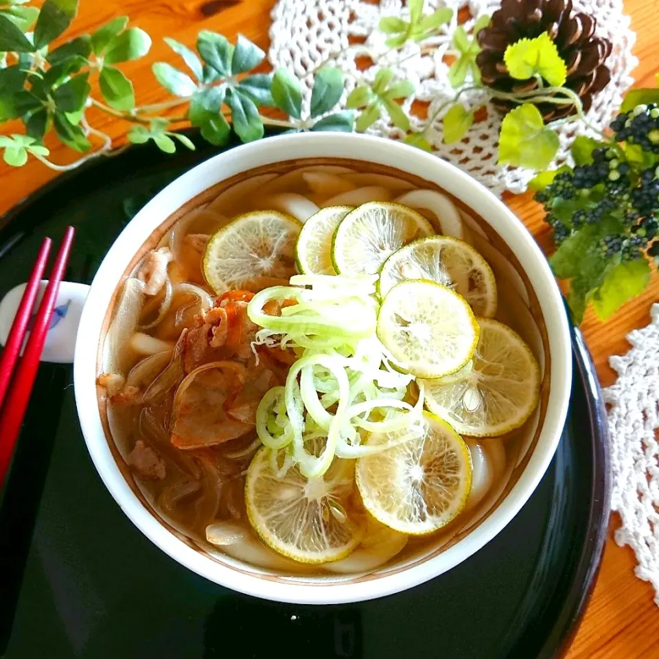 Snapdishの料理写真:にゃあ（芸名）さんの料理 のすだち蕎麦🍜😆からの～～すだち肉うどん♪|とまと🍅さん