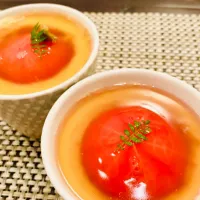 Snapdishの料理写真:あごだしの丸ごとトマト茶碗蒸し🍅