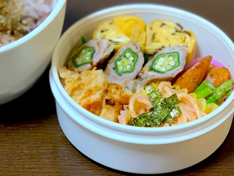 Snapdishの料理写真:🌸 オクラの豚肉巻き 弁当 🌸|たんちゃんさん