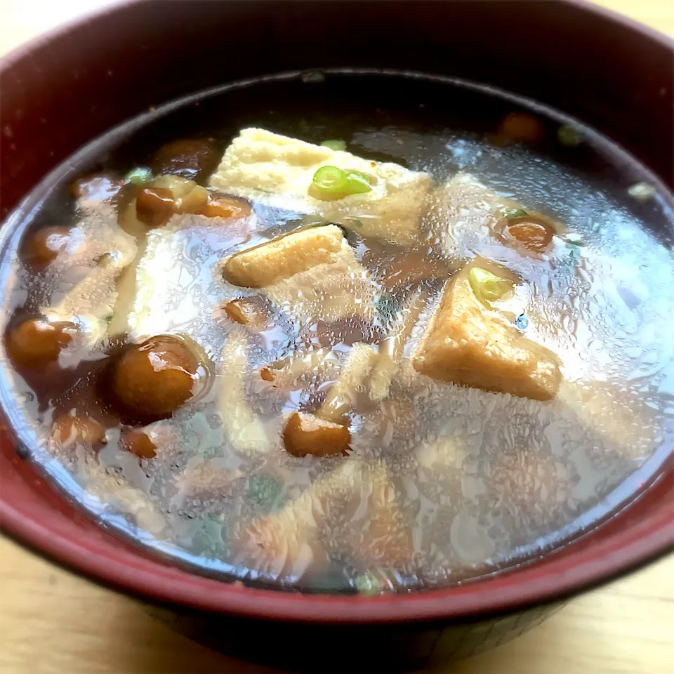 焼あごだしつゆで厚揚げなめこ汁☆|❁❁❁さん