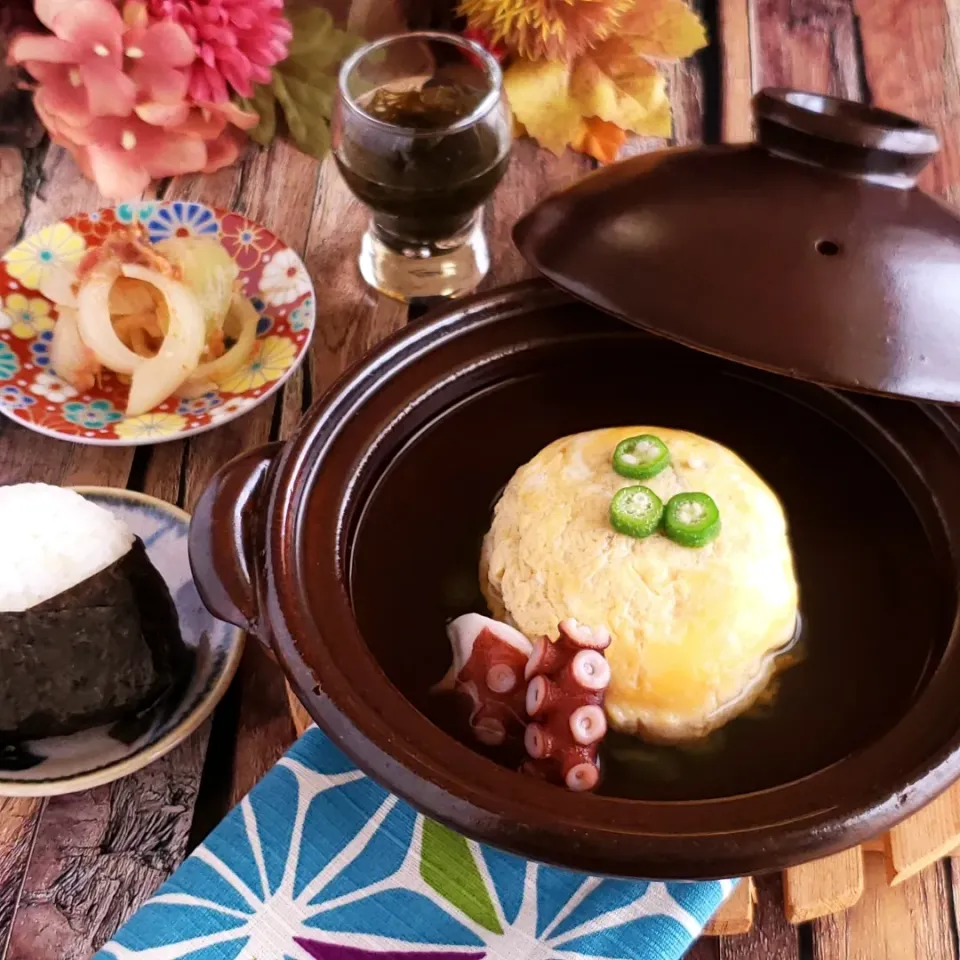 焼きあごだしつゆで、明石焼き風だし巻き玉子で朝ごはん|ayaoさん