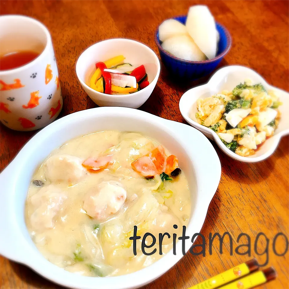 鶏団子と白菜のクリーム煮|teritamagoさん