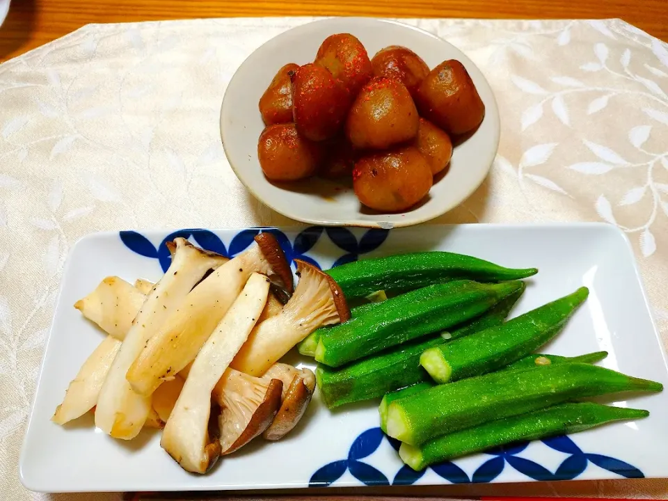 けろよんさんの料理 塩焼きオクラを参考に…
家飲みのおつまみ
野菜で作りました🙋|卯月さん