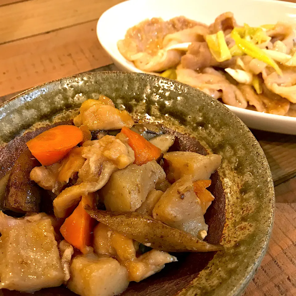 10/2夕食:筑前煮もどきと豚肉の味噌炒め|ぐうたら主婦から脱出したいさん