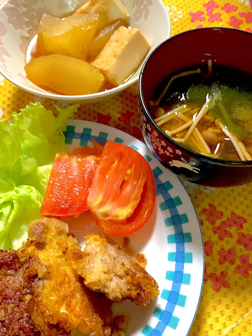 豚ヒレ肉のパン粉焼き    冬瓜の煮物     味噌汁|掛谷節子さん