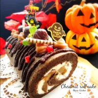 栗の渋皮煮ロールケーキをHalloween風に♡