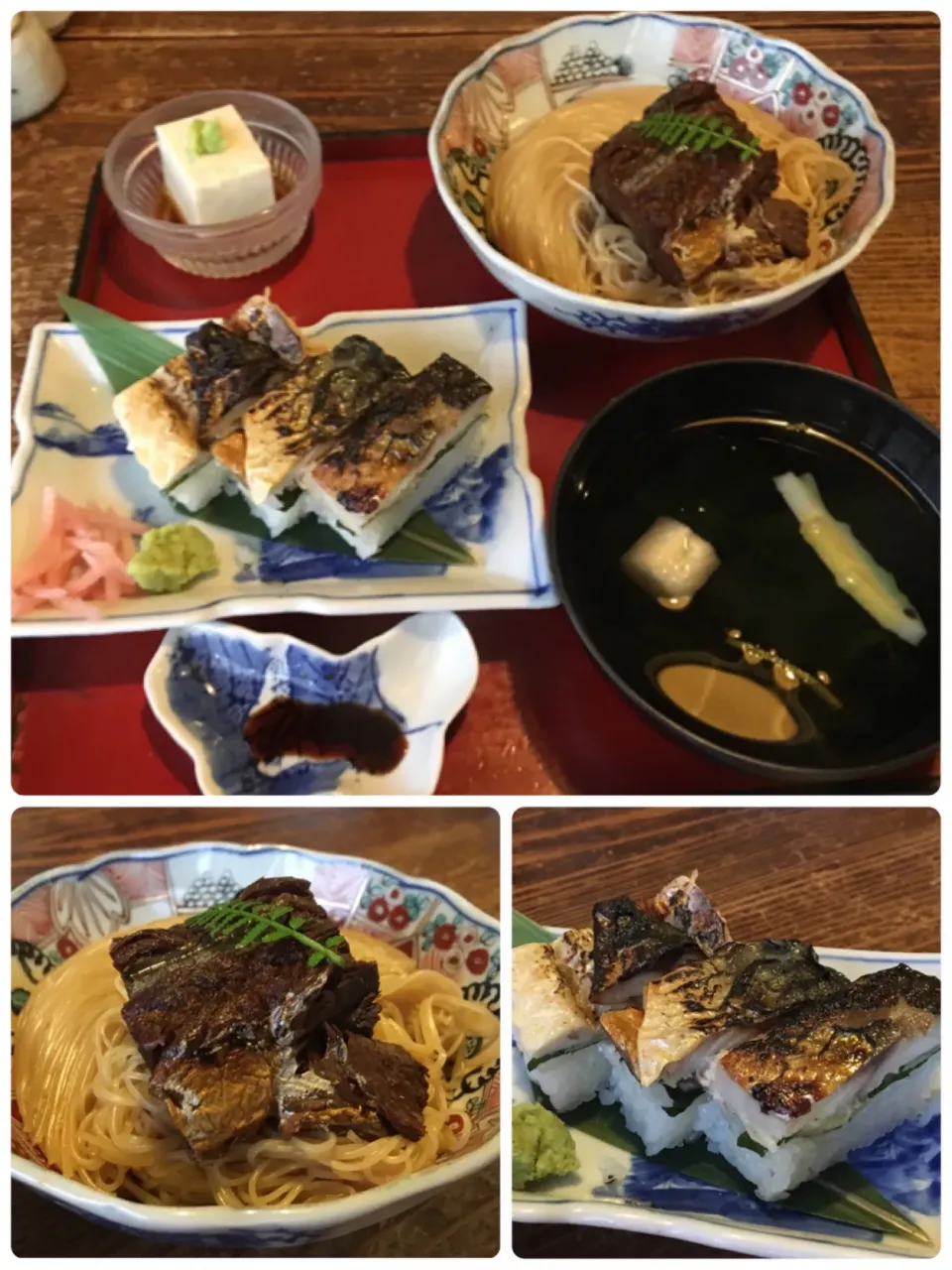 昼ごはん☀️☀️☀️                                             鯖そうめん  焼き鯖寿司  ('-' 鯖)з|ぽんたさん